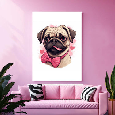 Cute Valentine Puppy Heart, Valentine Dog Canvas Print, Cute Pug Love Canvas Wall Art, Valentine's Dog Painting, Valentine's Canvas, Pet Lover, Valentines Gift